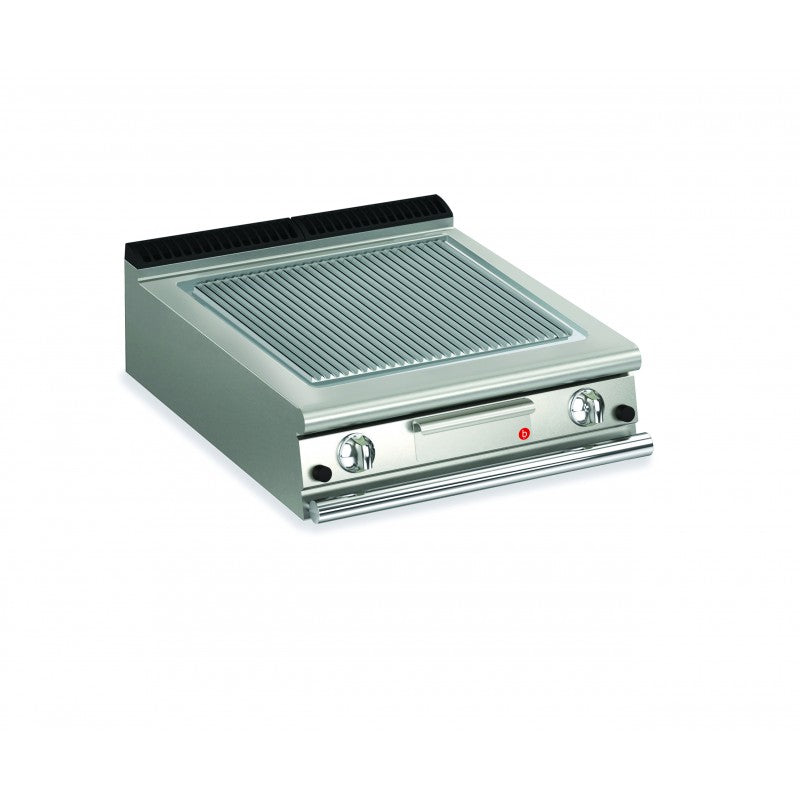 Top plancha gaz - Plaque rainurée 37,3 dm² - AISI 430 - Larg. 800 mm - 705 x 490 - Gamme QUEEN 700 - Baron