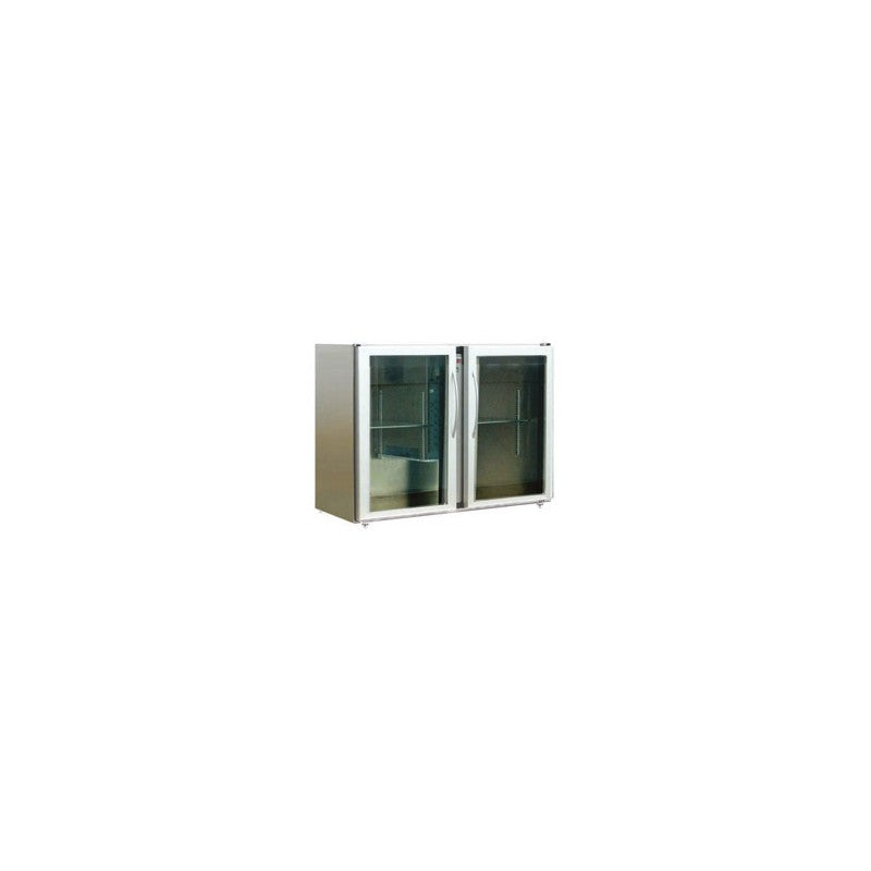 Arrière-bar Inox - Série LEDS - Sans groupe - 2 moyennes portes vitrées - 380 litres - Unifrigor