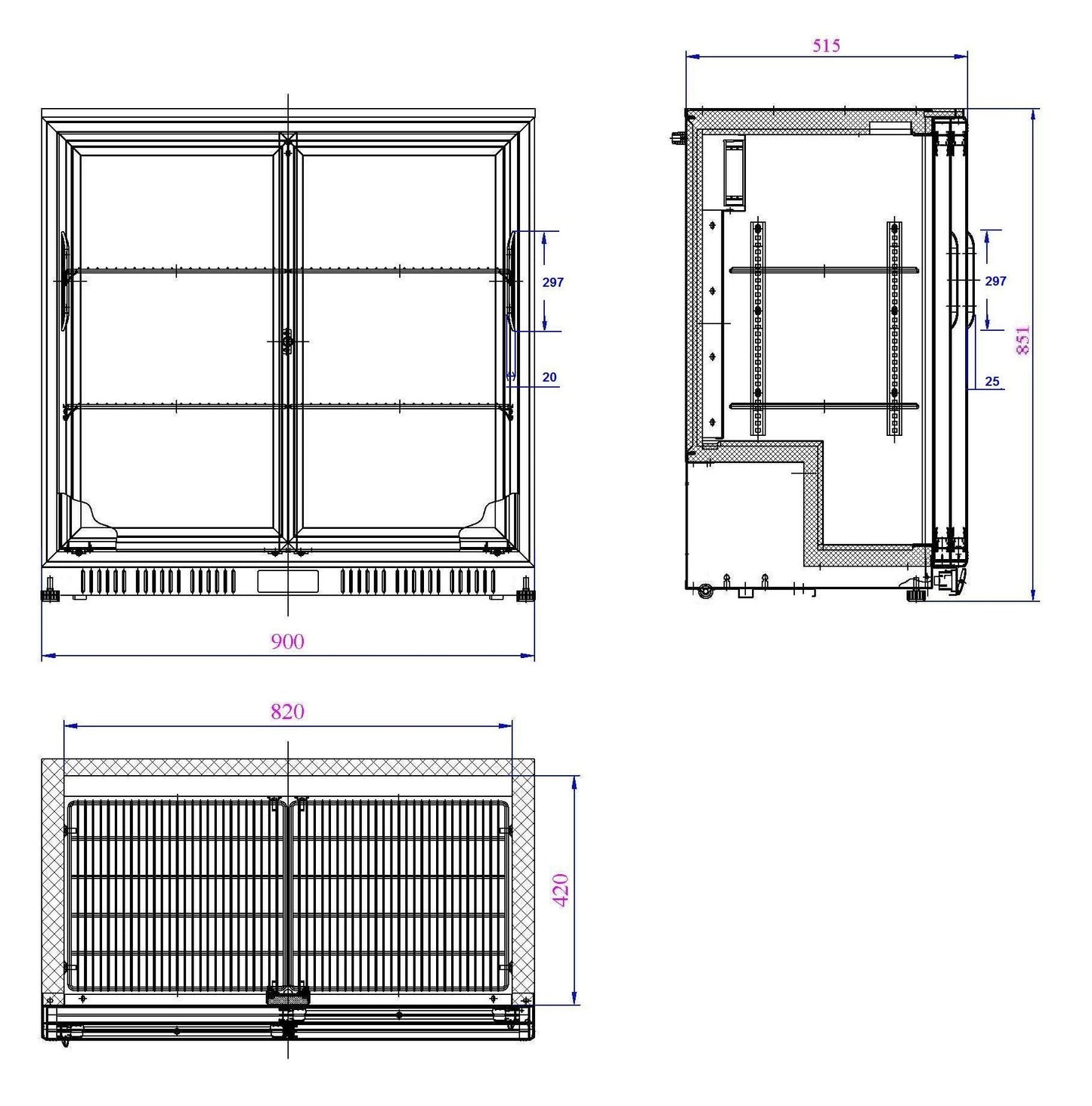 Arrière Bar Réfrigérée Noir 2 Portes Coulissantes L900 (7527.0045) - Combisteel 7527.0045