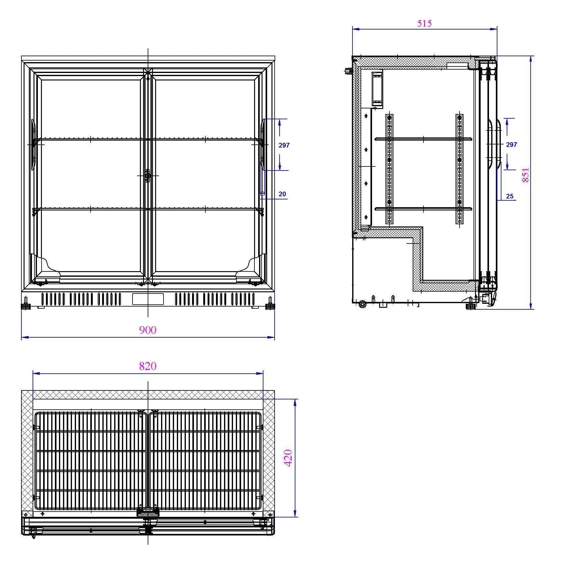Arrière Bar Réfrigérée Noir 2 Portes Coulissantes L900 (7527.0045) - Combisteel 7527.0045