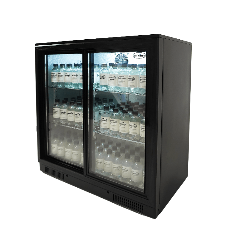 Arrière Bar Réfrigérée Noir 2 Portes Coulissantes L900 - Combisteel 7455.1315