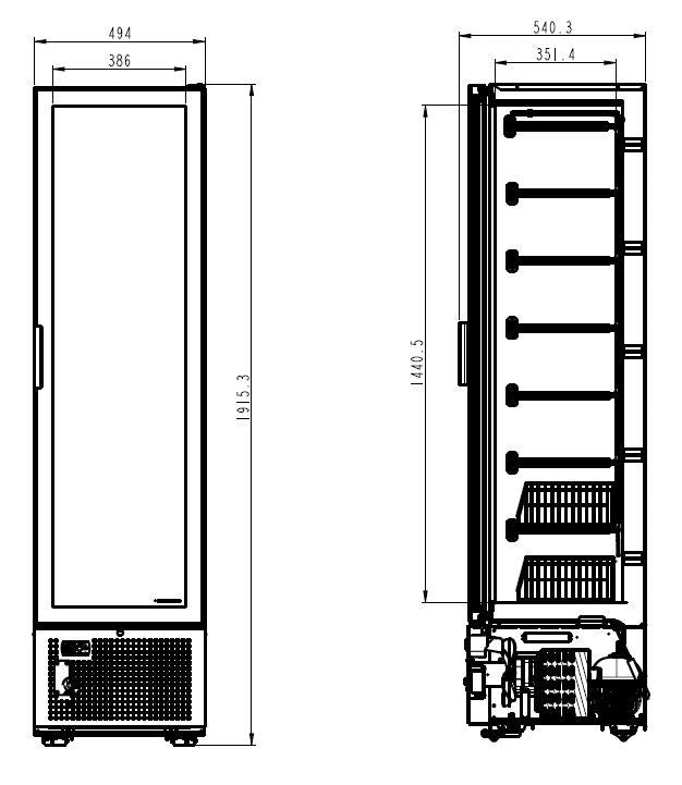 Armoire Negative 1 Porte En Verre Noir 221L - Combisteel 7464.0052