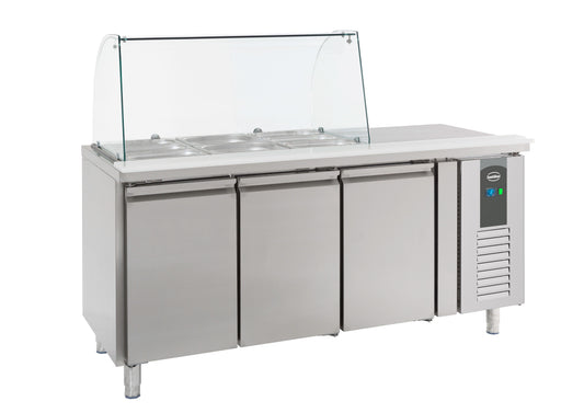 Table Réfrigérée Avec Verre 3 Portes