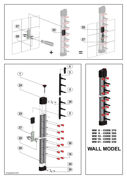 Porte-Assiesttes Dressées Murale 21 - Combisteel 7036.0029