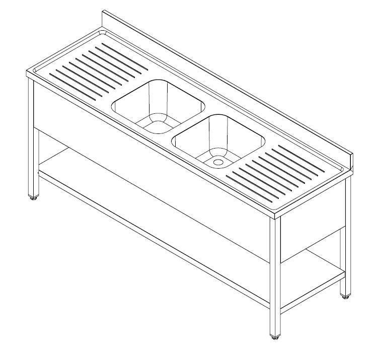 700 Bloc-Évier Étagère Démontable 2 Cre 2400 - Combisteel 7452.0460