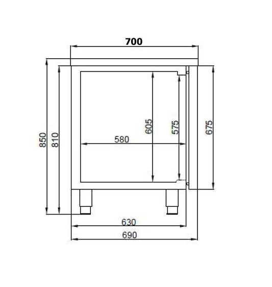700 Table Réfrigérée 4 Portes Excl. Moteur - Combisteel 7489.5095