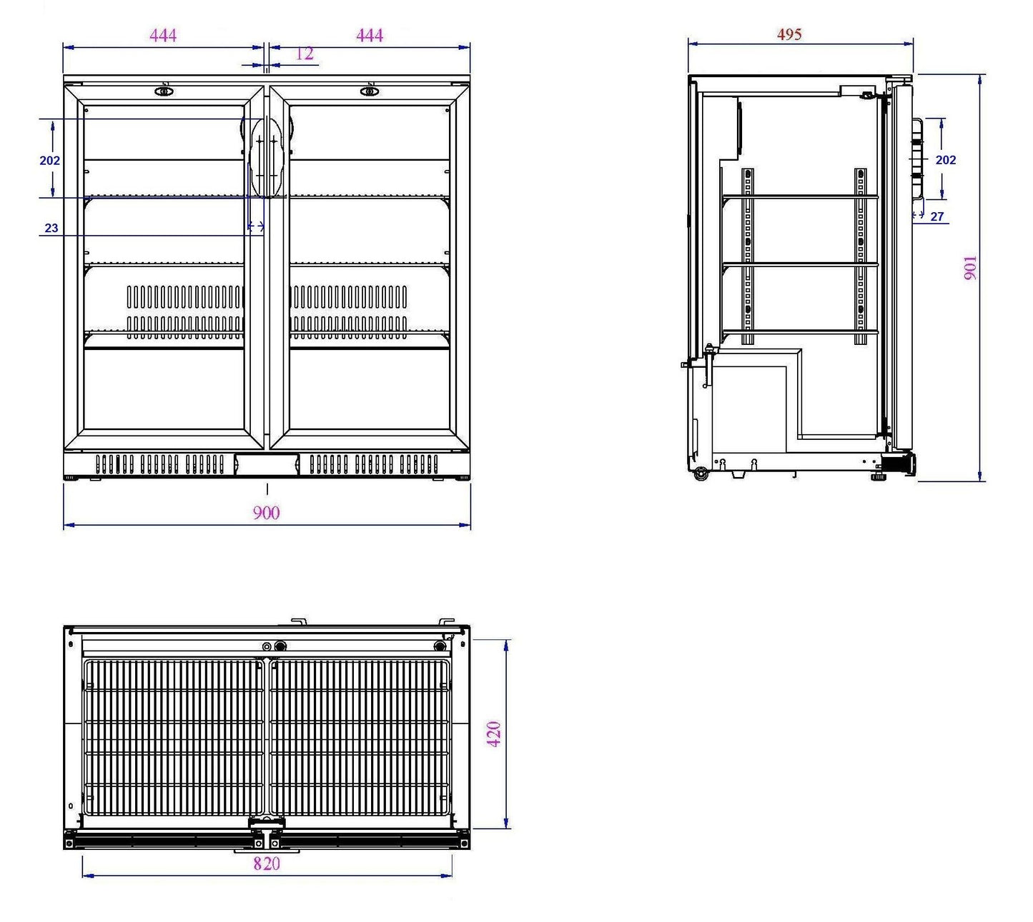 Arrière Bar Réfrigérée Noir 2 Portes L900 (7527.0010) - Combisteel 7527.0010
