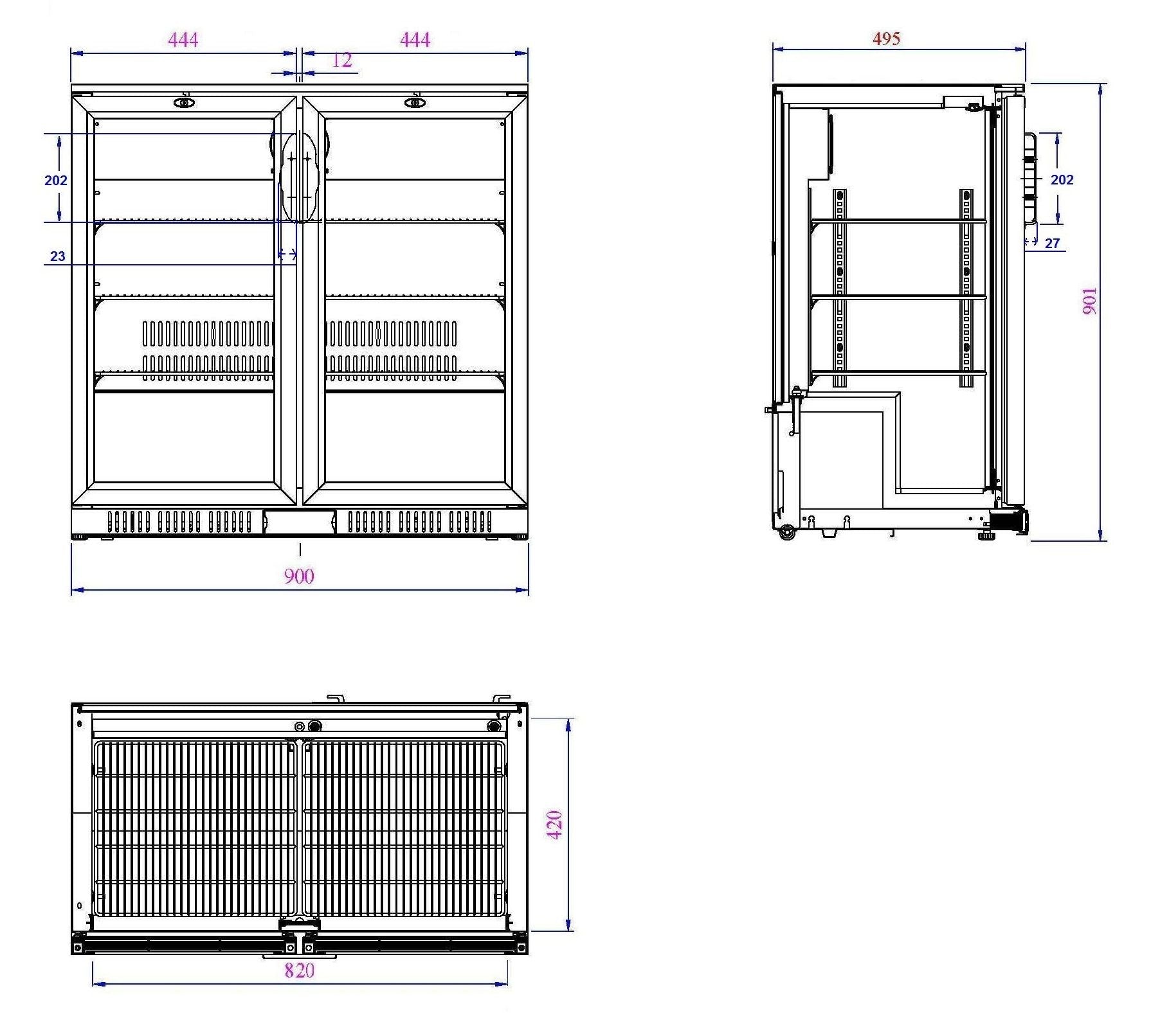 Arrière Bar Réfrigérée Noir 2 Portes L900 (7527.0010) - Combisteel 7527.0010