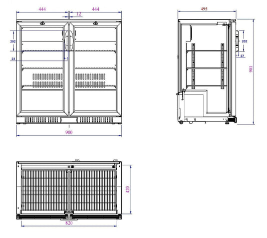 Arrière Bar Réfrigérée Noir 2 Portes L900 (7527.0010) - Combisteel 7527.0010