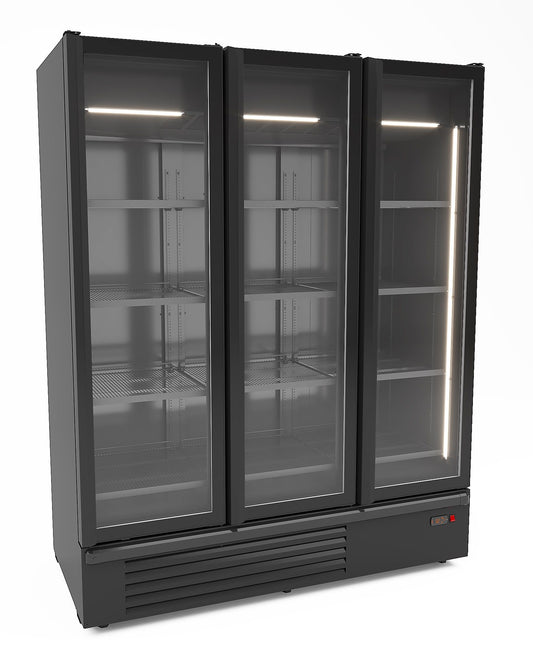 Armoire Positive 3 Portes En Verre Noir 1555L
