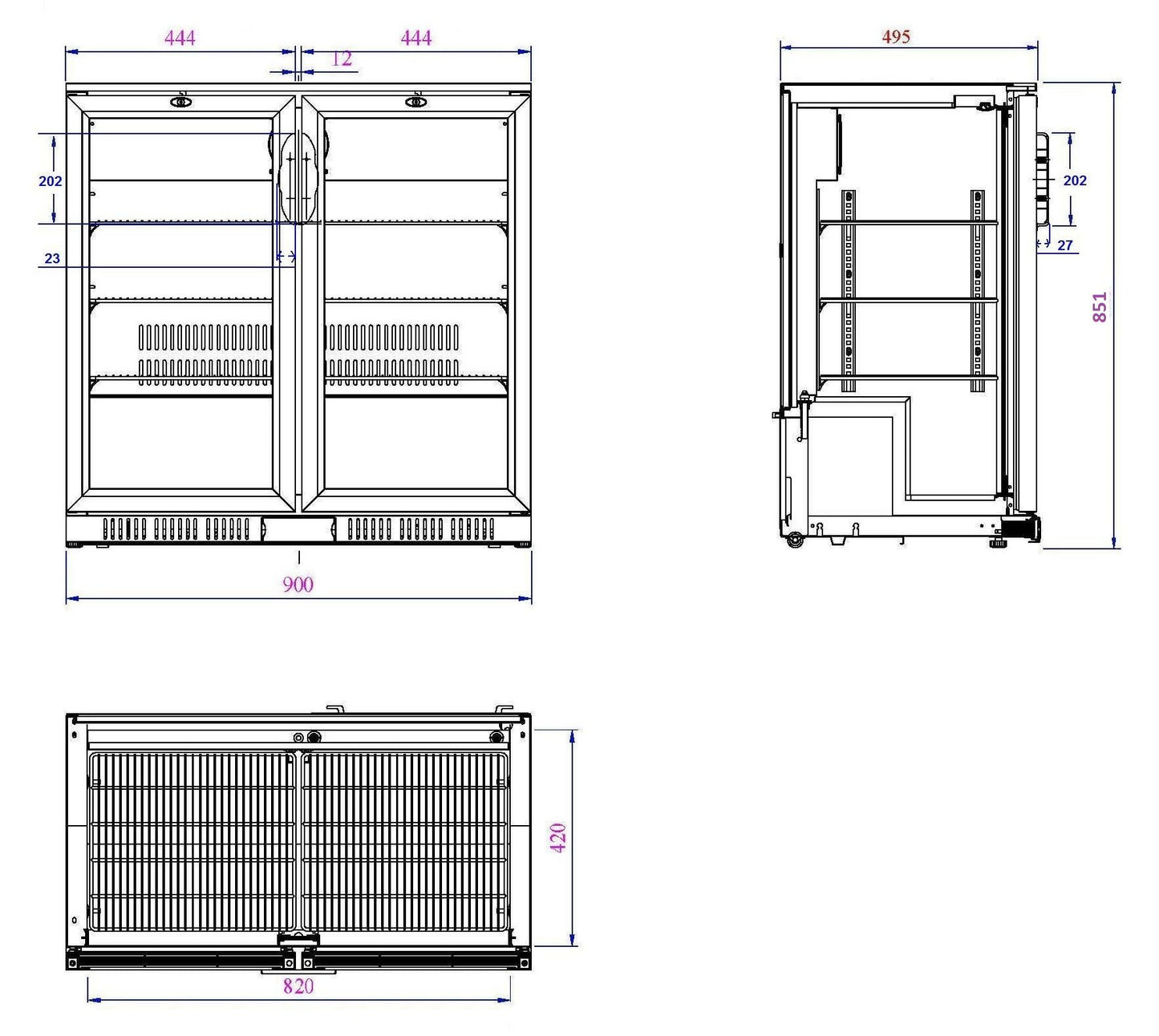 Arrière Bar Réfrigérée Noir 2 Portes L900 (7527.0035) - Combisteel 7527.0035