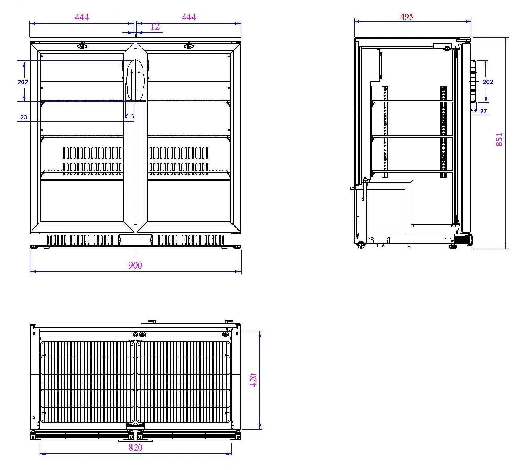 Arrière Bar Réfrigérée Noir 2 Portes L900 (7527.0035) - Combisteel 7527.0035
