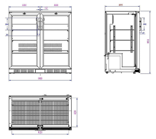 Arrière Bar Réfrigérée Noir 2 Portes L900 (7527.0035) - Combisteel 7527.0035