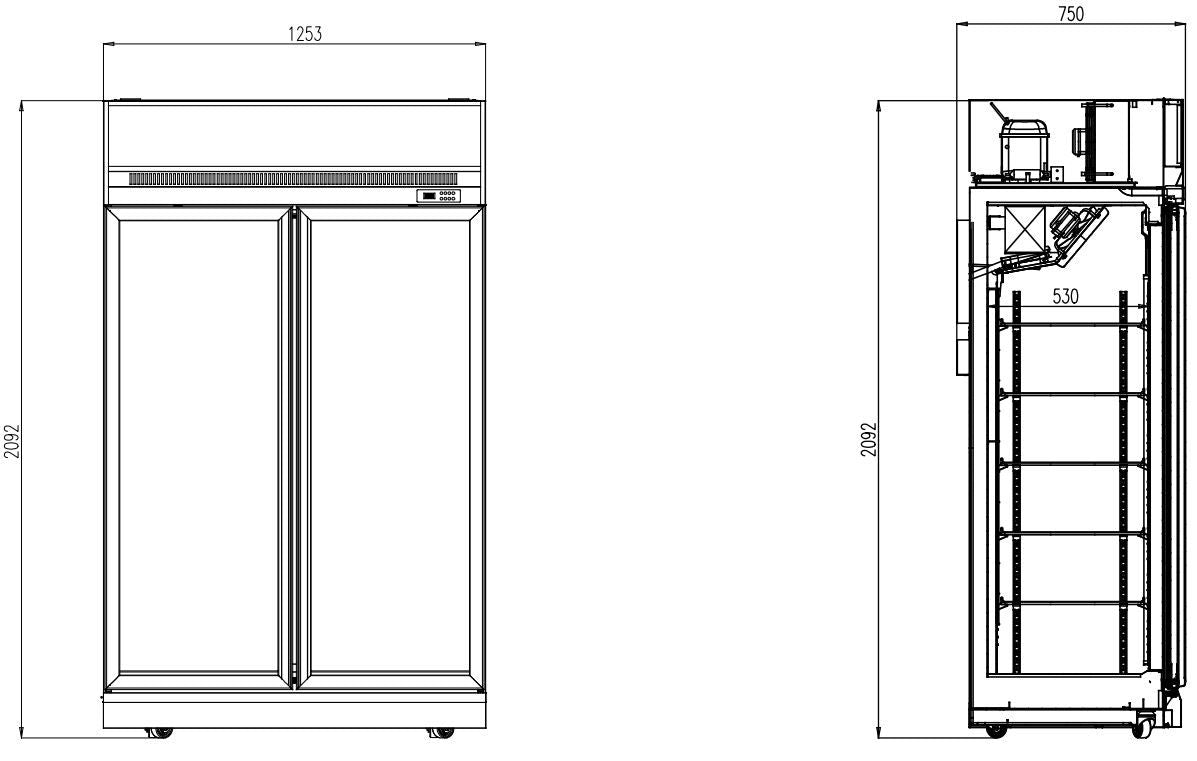 Armoire Negative 2 Portes En Verre Noir Ins-1000F Bl - Combisteel 7455.2425