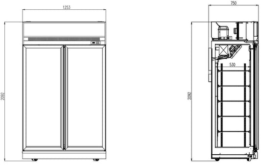 Armoire Negative 2 Portes En Verre Noir Ins-1000F Bl - Combisteel 7455.2425