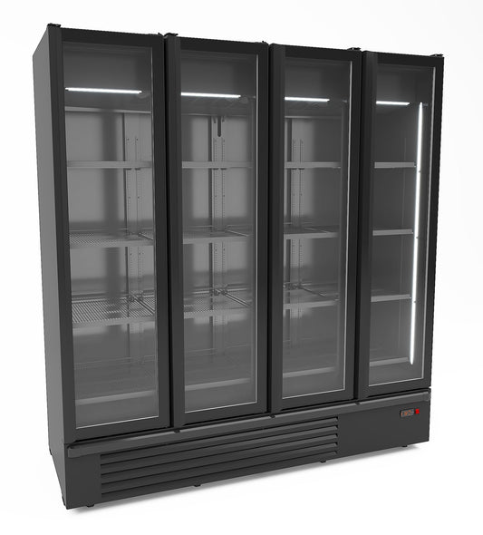 Armoire Positive 4 Portes En Verre Noir 1850L