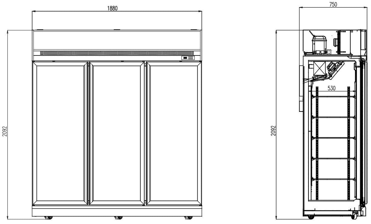 Armoire Negative 3 Portes En Verre Ins-1530F - Combisteel 7455.2430