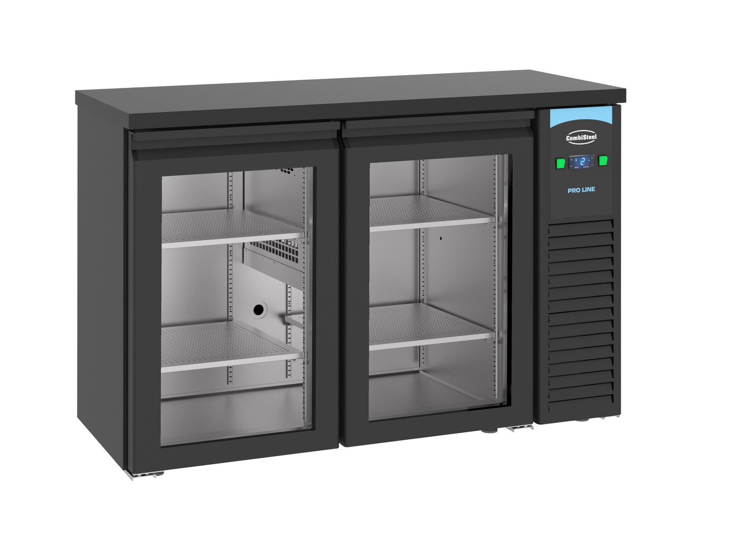 Arrière Bar Réfrigérée Noir 2 Portes En Verre L1380