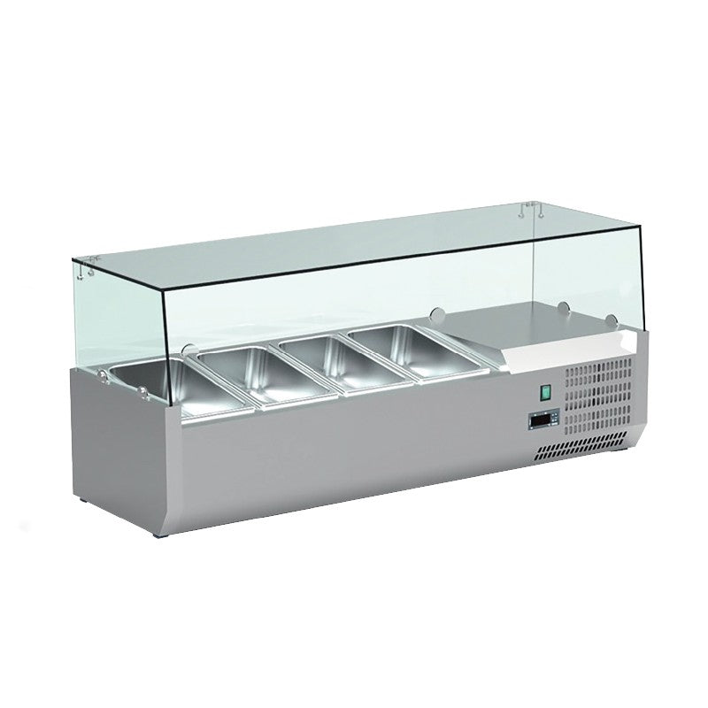 Vitrine réfrigérée positive +2/+8°C pour table à pizza - 4 bacs GN 1/3 - Nosem